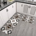 thumbnail image 2 of Brown Geometric Triangle Diamond Pattern Kitchen Rugs Sets Of 2,Anti Fatigue Kitchen Mat Rugs Non Slip Washable,Decorative Kitchen Floor Mats for Kitchen,Sink,Laundry,17"x30"+17"x47", 2 of 7
