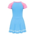 thumbnail image 3 of TiaoBug Short Sleeve Swimsuit for Girls Front Zippy Padded Beachwear Swim Dress UPF50+ Rash Guard Pink&Blue 140/L 不带胸垫, 3 of 6