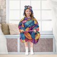 thumbnail image 7 of FORMRS Wearable Blanket Hoodie with Sleeves for Kids Cozy Flannel Sweatshirt, Colorful Art Leaves Pattern, 7 of 7