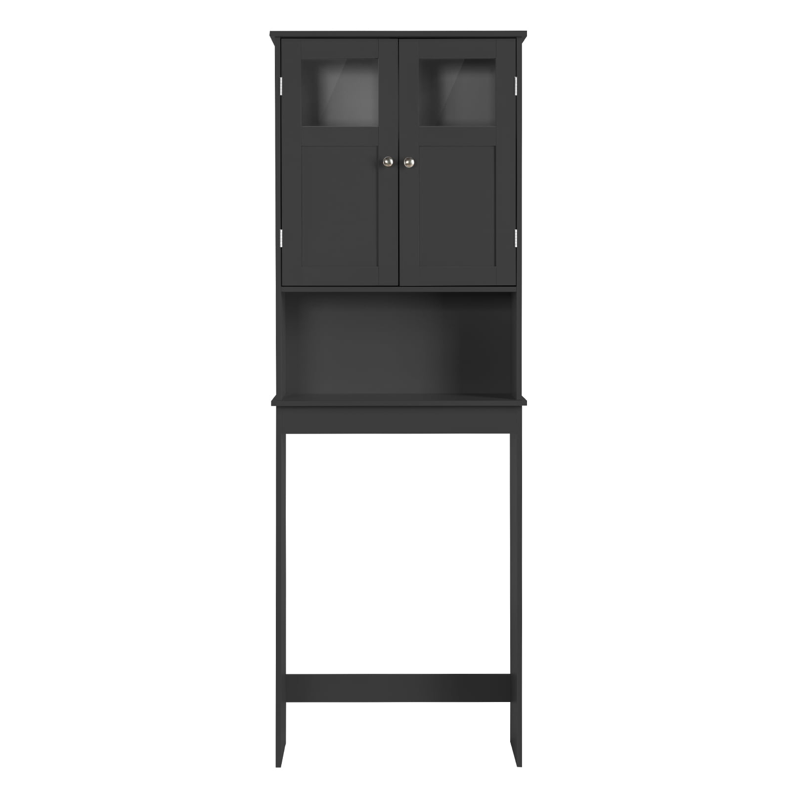 2-Door 3-Tier Toilet Cabinet MDF Melamine-Faced Bathroom Vanity, Black 23.23*8.66*66.93in