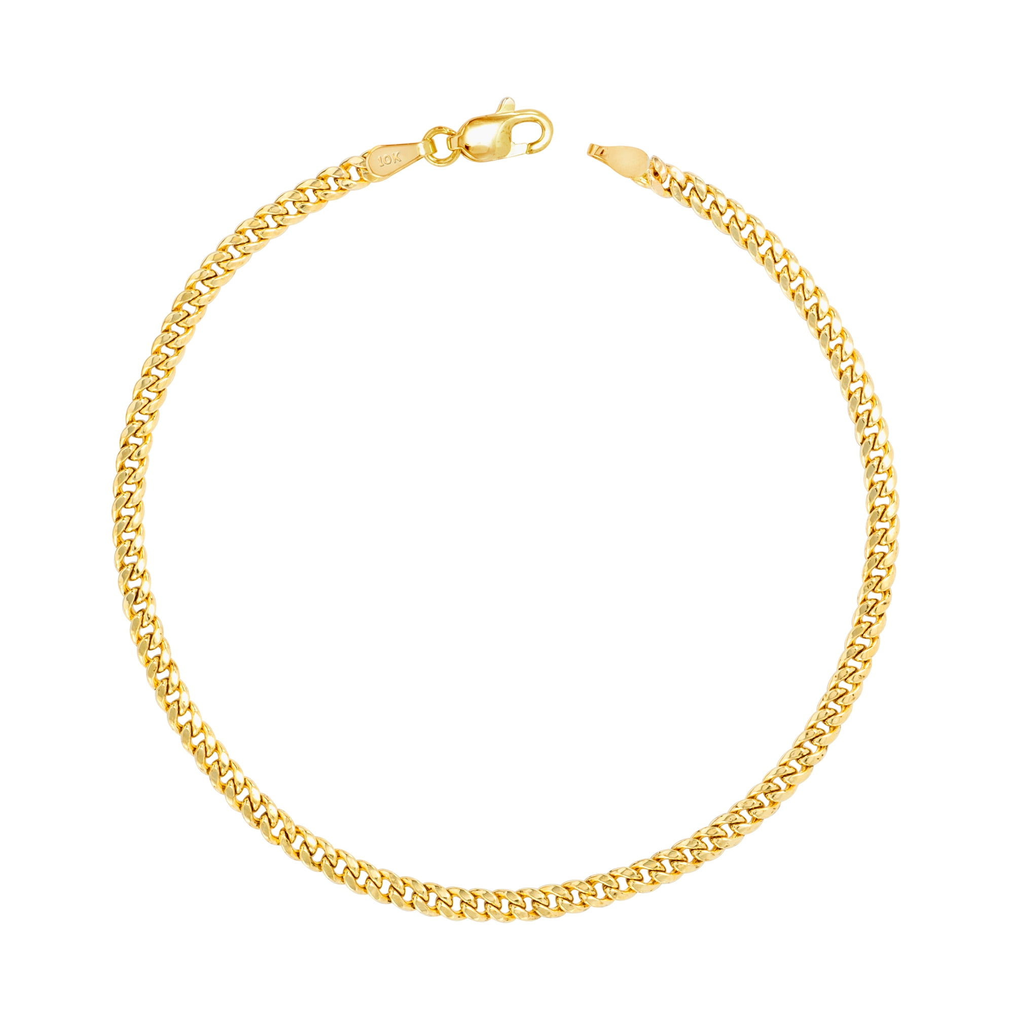 Floreo 10k Yellow Gold 4.3mm Hollow Curb Cuban Chain Bracelet and Anklet