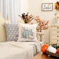 thumbnail image 3 of Fall Pillow Covers 20 x 20 Inch Set of 4, Striped Buffalo Plaid Polka Dots Pumpkins Leaves Decorative Farmhouse Throw Cushion Cases Indoor Decoration Home Decor for Sofa Couch Grey, 3 of 6
