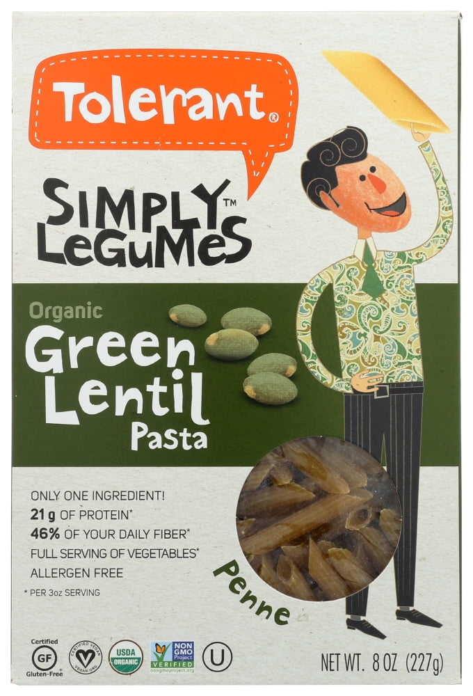 Tolerant Simply Legumes Green Lentil Pasta, 8 Oz