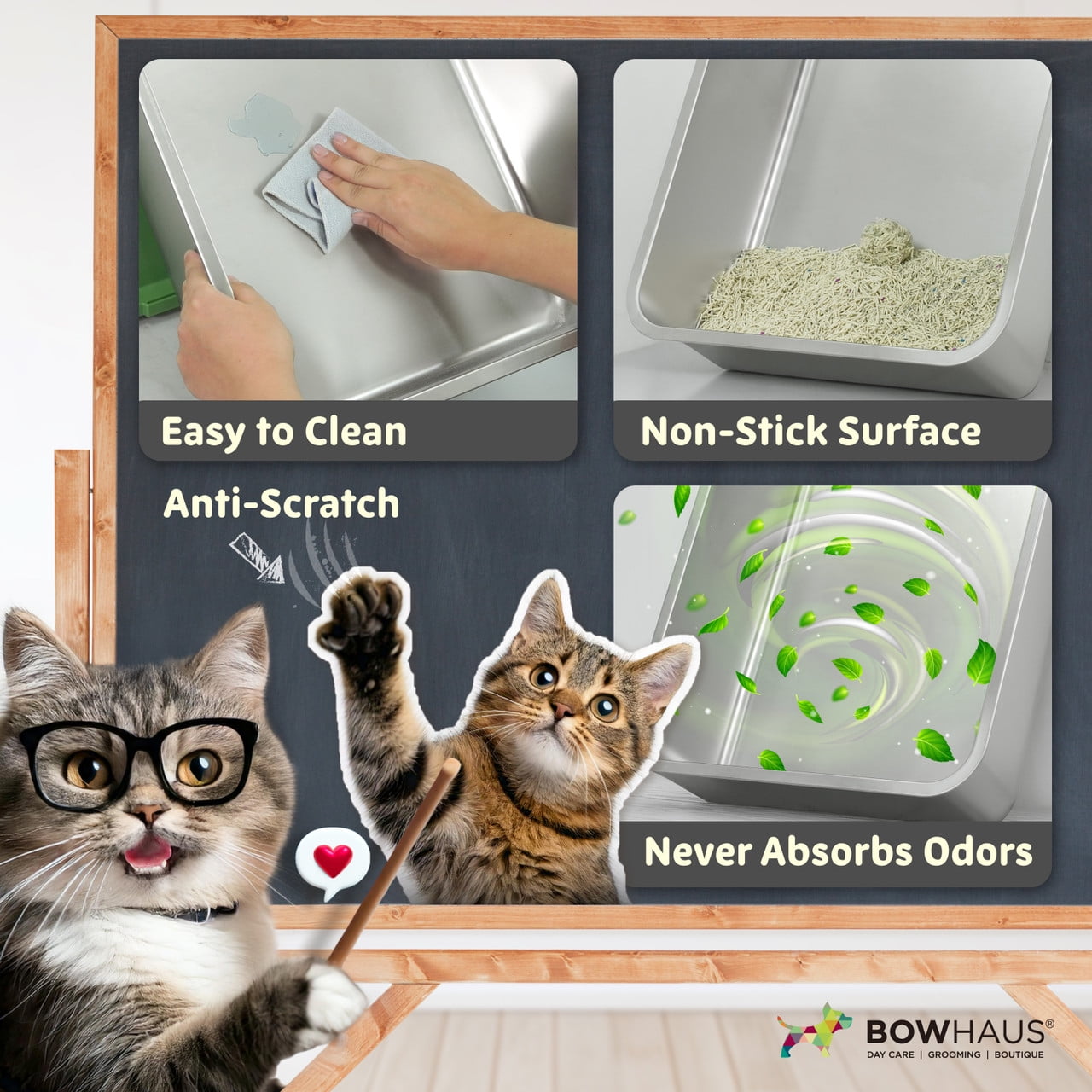 CAPHAUS XL 3 in 1 Enclosed Stainless Steel Cat Litter Box w/ Lid, Extra Large High Sided Metal Cat Litter Pan, High Sided Steel Litter Box w/ Scoop, Odor Control, Easy Clean & Anti-Leakage, Beige