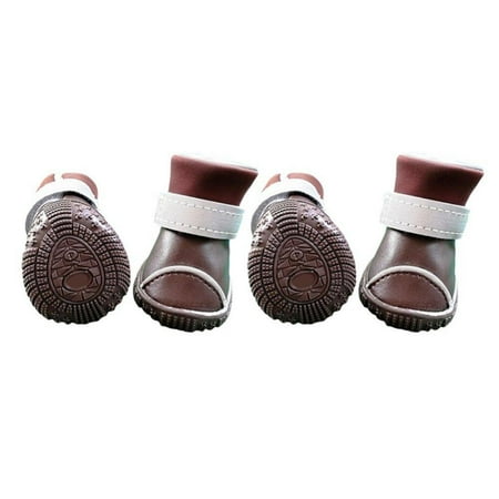 FNNMNNR Dog Boots Pet Antiskid Shoes Autumn Winter Warm Skidproof Waterproof Reflective 4-pcs Set Leather Puppy Paw Protectors Booties For Small Medium Dogs