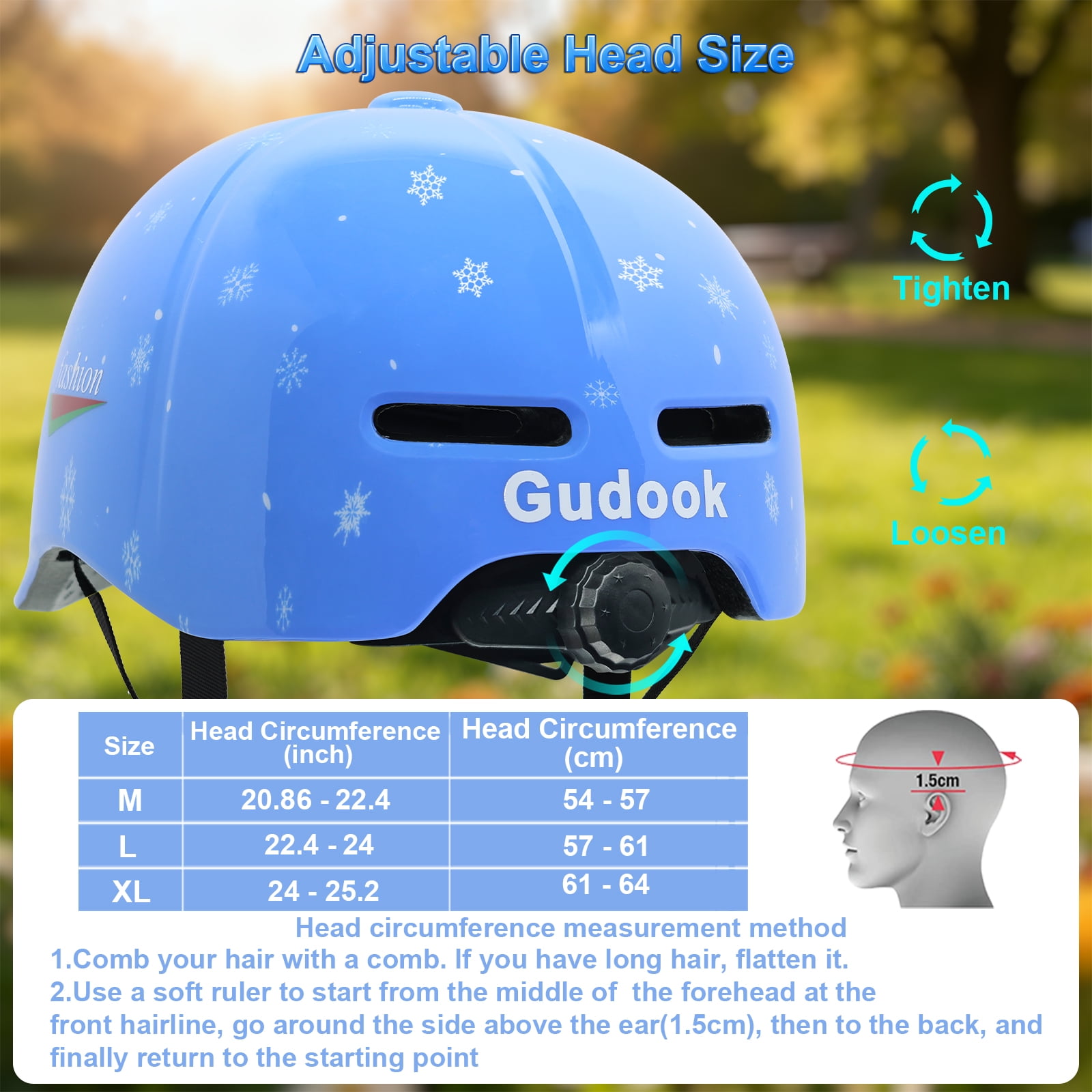 Adult bicycle helmet, unisex - comfortable, lightweight, adjustable baseball cap style cycling helmet, suitable for urban commuting, road cycling, rollerblading, and scooter riding.