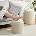 thumbnail image 4 of Round Ottoman with Storage Set of 2,Vanity Stool with Storage for Bedroom, Ottoman Coffee Table,Small Velvet Foot Stool for Living Room, Beige, 4 of 5