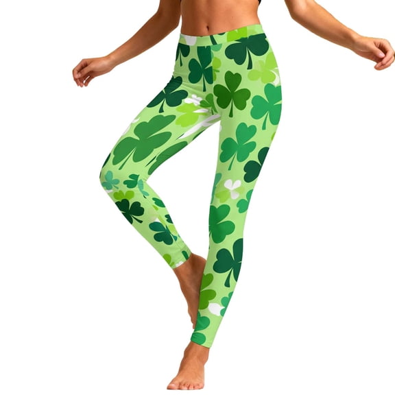 Heisall Women's St. Patrick's Day Print Leggings Stretch Tight Pants Yoga Workout Casual Athletic Lounge Pants S-3XL