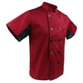 thumbnail image 2 of fastboy Men Women Short Sleeve , Restaurant Chef Jacket Kitchen Coat XL Red, 2 of 8