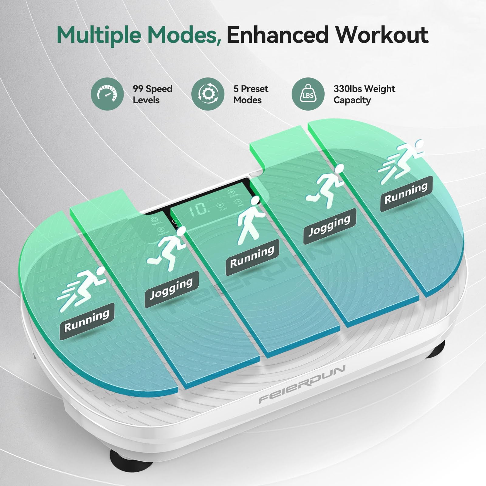 UPGO Vibration Plate Exercise Machine, Lymphatic Drainage Machine, Whole Body Workout Vibration Platform w/ 2 Resistance Bands for Weight Loss, Toning & Wellness-White
