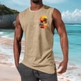 thumbnail image 2 of VBTAPA Mens Crewneck Tank Tops Hawaiian Beach leeveless Shirts Coconut Tree Graphic Tank Top Khaki L, 2 of 6
