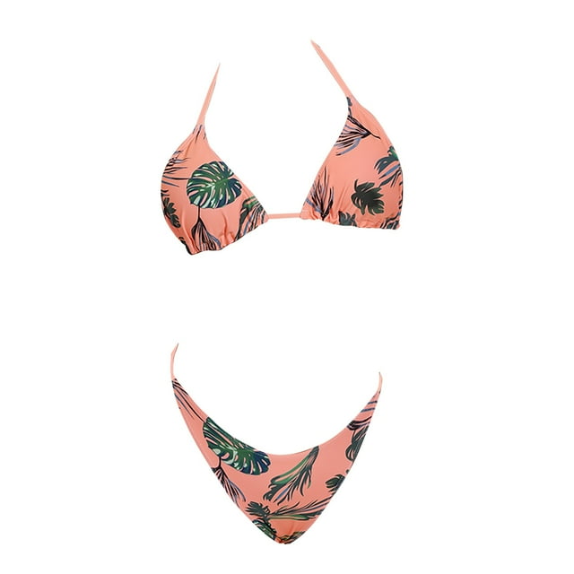 WTXUE Ensemble de Maillot de Bain Bikini Taille Haute Maillot de Bain Deux Pièces Imprimé Triangle Col Bikini Maillot de Bain Ajusté Ensembles (Femmes) Taille m