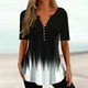 thumbnail image 1 of ICHUANYI Clearance Women's Fashion Printing Casual V-Neck Short Sleeve Loose T-shirt Tops(Black, XL) ICHUANYI WER2023080803318, 1 of 6