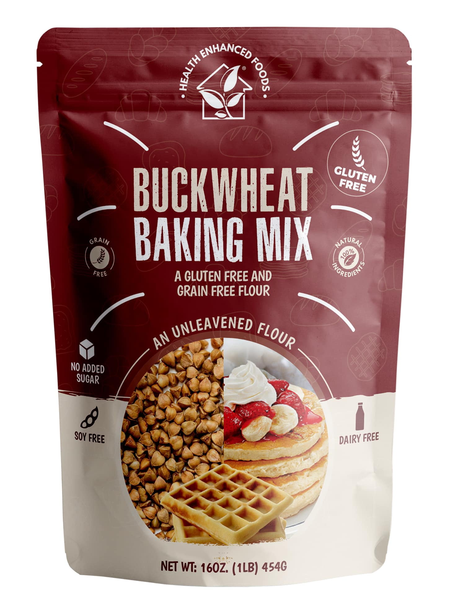 Gluten-Free Buckwheat Baking Mix [2 Pack - 16 oz / 1 LB] - Pancake, Waffle, Cookie & Muffin Mix - Nut-Free, Grain-Free, Soy-Free, Dairy-Free, No Added Sugar, Low Glycemic