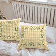 thumbnail image 6 of Throw Pillow Covers 18x18 Inch Set of 2, Yellow Lemons Waterproof Outdoor Pillow Covers, Floral Wreath Leaves Buffalo Plaid Decorative Cushion Pillowcases for Couch, Sofa, Bed, Garden, Patio, 6 of 9