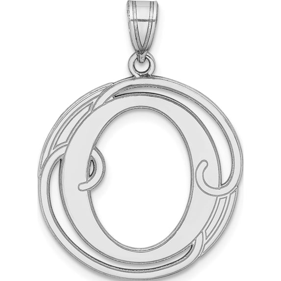 Sterling Silver Rhodium-Plated Fancy Script Letter O Initial Pendant Made In United States qc8999o