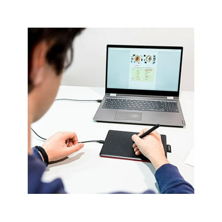 One by Wacom Student Drawing Tablet (small) – Works with Chromebook, Mac, PC - Black/Red