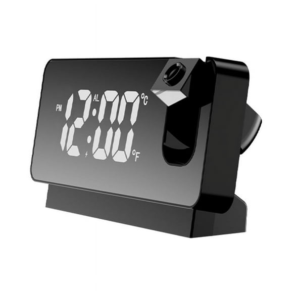 LED Digital Projection Alarm Clock Electronic Alarm Clock with Projection Time Projector Bedroom Bedside Clock Black