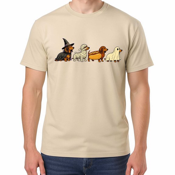 Halloween Dachshund Dog Graphic Tee Unisex Cotton Blend