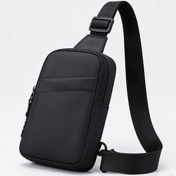 Youersen Sling Bag, Waterproof Crossbody Phone Chest Bag for Men and Women, Black, Polyester