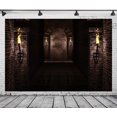 7x5ft Fabric Gothic Castle Backdrop Ancient Black Brick Stone Wall