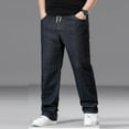 thumbnail image 6 of YLSDY Plus Size Baggy Jeans for Men Elastic Waist Pull On Denim Pants Drawstring Straight Loose Jean Sweatpants Black XXXXL, 6 of 9