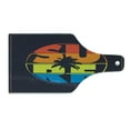 thumbnail image 2 of Modern Cutting Board, Surf Typography in Rainbow Colors Featured with Palm Tree Silhouette Illustration, Tempered Glass Cutting and Serving Board, Wine Bottle Shape, Multicolor, by Ambesonne, 2 of 5