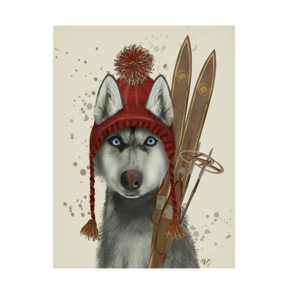 Fab Funky 'Husky Skiing' Canvas Art