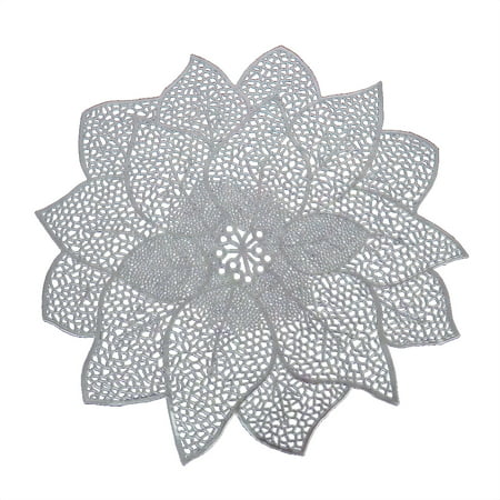 

SEFUONI 15 Inches Placemats PVC Hollow Leaves Place Mats Heat Resistant Non Slip Coaster Pads for Dining Table Home Decor