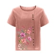 thumbnail image 4 of Camisetas de Manga Corta para las Mujeres Botón de Impresión Casual Cuello Redondo Camiseta Superior, Blusas para las Mujeres Casual, 4 of 4