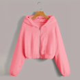 thumbnail image 5 of Aellinatey Cropped Fleece Jackets for Women Fashion Zip Up Plush Sherpa Warm Coats Comfy Soft Long Sleeve Fuzzy Hooded Outerwear, 5 of 10