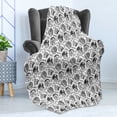 thumbnail image 4 of Manly Soft Flannel Fleece Throw Blanket, Greyscale Pattern with Rider Skulls Bone Bikers Repair Shops Services Art, Cozy Plush for Indoor and Outdoor Use, 70" x 90", Charcoal Grey White, by Ambesonne, 4 of 5