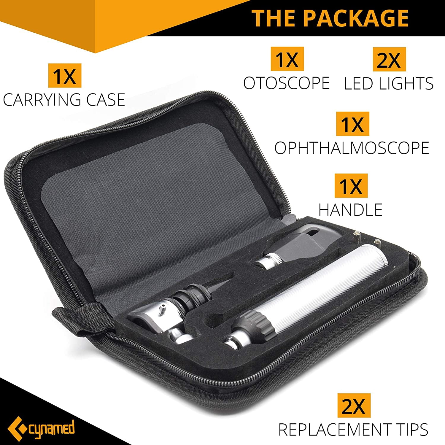 Cynamed Combo Otoscope Set - Multi-Function Ear Scope for Ear, Nose & Eye Examination