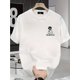 thumbnail image 1 of Men's Heavyweight 100% Cotton T-Shirt - High Street Graphic Print, Round Neck Short Sleeve Casual Tee with Asymmetrical Hem Comfort for Teens & Young Adults, Leisure Clothing, Cartoon Back Print, 1 of 8