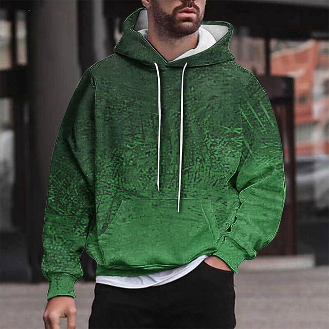 Sudadera con capucha para hombre, estilo casual, con cuello redondo, estampado, manga larga, blusa de poliéster