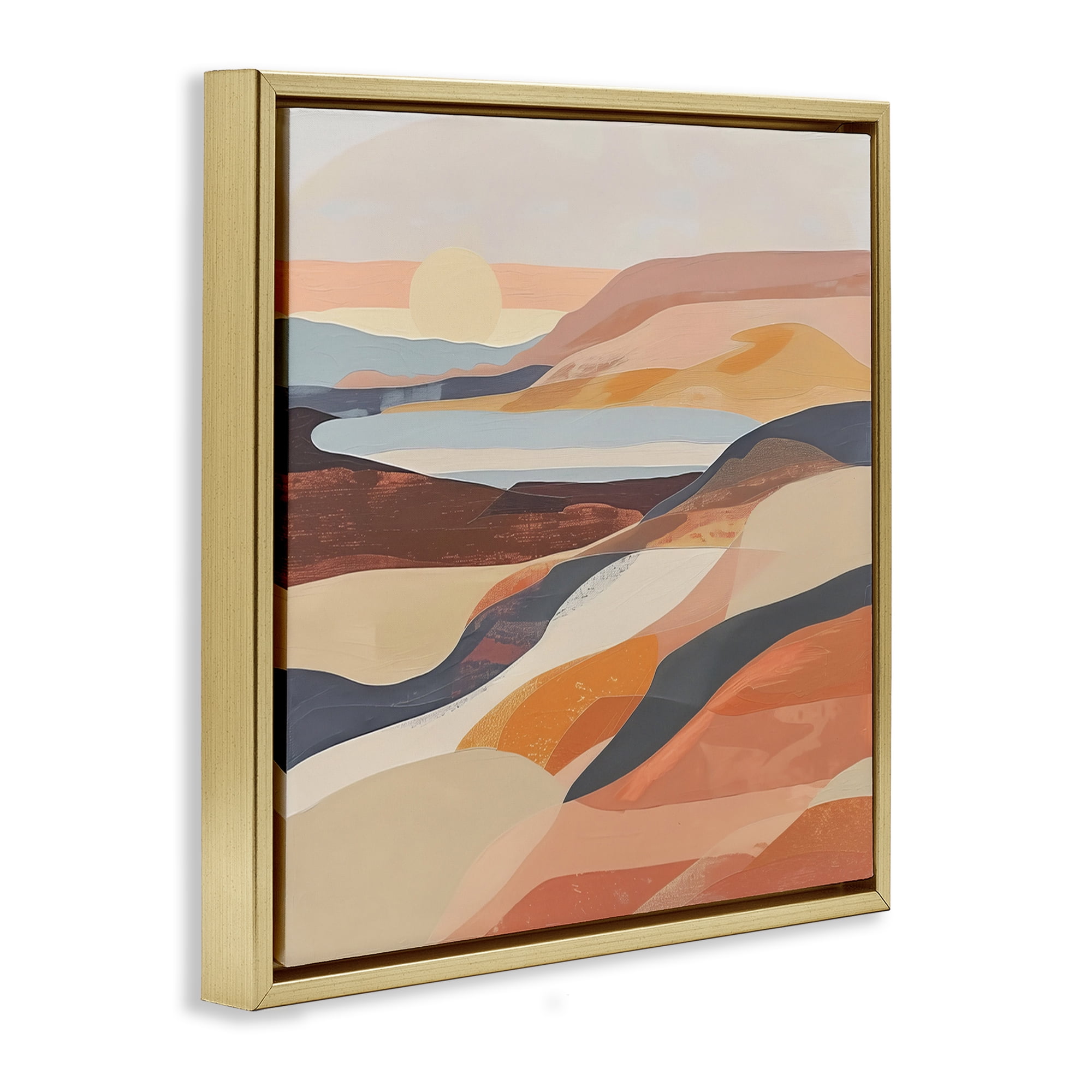 Stupell Industries Layered Canyon Hills Landscape & Nature Painting Gold Floater Framed Canvas Art Print Wall Art, 25 x 25