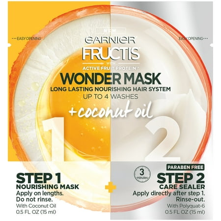 Garnier Fructis with Active Fruit Protein Wonder Mask Long Lasting Nourishing Hair System 2-0.5 fl. oz. (Best Hair Mask For Dry Curly Hair)