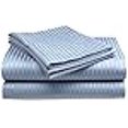thumbnail image 3 of Crystal Towels Microfiber Bed Sheets Set - 3-Piece Soft Sheet Set, Stripe Pattern w/Sateen Finish, Full Size Sheets Deep Pocket Set - Light Blue, 3 of 4