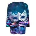 thumbnail image 4 of QATAINLAV Holiday Sales 2025 Mardi Gras Shirt for Women O-Neck Loose Blouses Trendy Pullover Casual 3/4 Sleeve Tops Party Mask Printed Tshirts Multicolor XL, 4 of 6