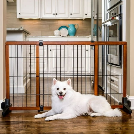 UPC: 0891618001332 | Carlson Pet Products Freestanding Dog Gate Brown Large 70 L x 2 W x 28 H