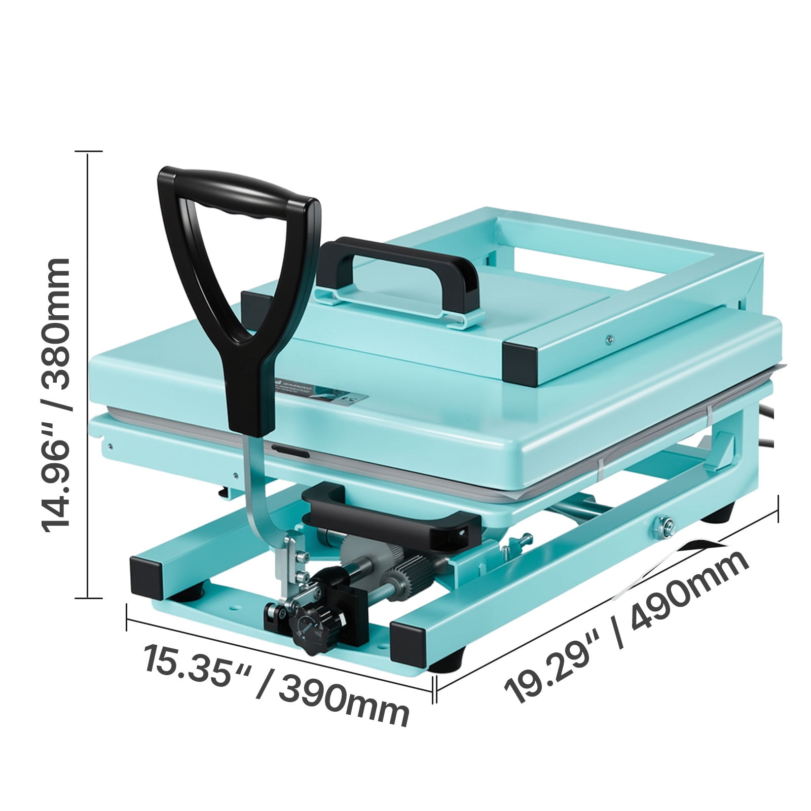 VEVOR Hybrid Heat Press, 15 x 15 inch, 5-in-1 Multifunction, Heat Up Fast and Even, All-New Patented Design, Easy to Control, Sublimation Press Machine for T-shirts/Tumblers/Caps/Plates, Light Green