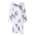 thumbnail image 2 of Vestido De Mujer Vestido elegante estampado Cuello redondo Vestidos sueltos Moda para boda (Blanco 4XL) Kuymtek para Mujer Blanco T S, 2 of 9
