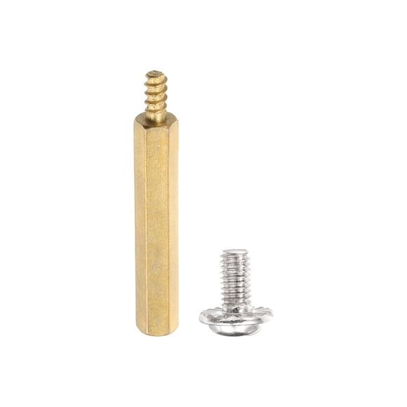 12 Set M3 x 11mm + 6mm Hex Motherboard Standoffs with Screw, Brass