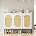 thumbnail image 1 of Shoe Storage Cabinet with 3 Rattan Doors & 5Adjustable Layers, Freestanding Shoe Rack for Entryway, Hallway, Living Room, 1 of 7