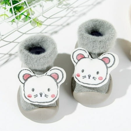 

Cathalem Shoes Size 2 Warm Winter Baby Socks Cartoon Coral Velvet Warm Socks Non Slip Cute Plush Ear Shoes for Toddlers Grey 0 Months
