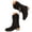 Black, variant on Suede Cowboy Boots for Women Braided Lace up Fringe Mid Calf Western Riding Boots Stacked Heel Booties