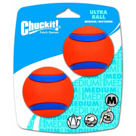 Barking Dog Ball - Chuckit! Ultra Dog Ball Bounces and Floats Bright Orange and Blue 2 Pack Medium