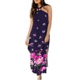thumbnail image 4 of SMihono Robe Maxi Bohème d'Été pour Femmes Grande Taille Robe Maxi Bohème d'Été pour Femmes Robe Décontractée Croisée Sans Manches Fendue Longue Robe de Plage avec Poches Robe de Plage, 4 of 7