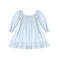 thumbnail image 4 of Femmes Mini Robe 3/4 Manches Col Carré Plissé Dentelle Casual Robe d'Été pour Tous les Jours, 4 of 7
