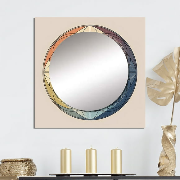 Designart "Divine Enigma Antique Alchemy Mandala V" Miroir Carré Géométrique Moderne pour Décoration Murale - Grand Miroir Carré Doré Imprimé Décoration Murale - Miroir Carré Moderne pour Salon